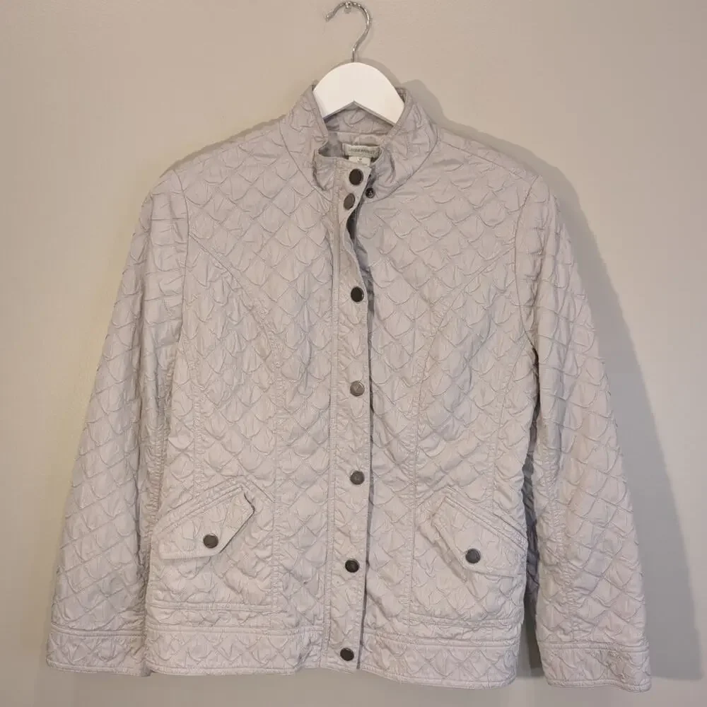Laura Ashley Quilted Jacket Silver Grey Packable Lightweight Layer - Size M